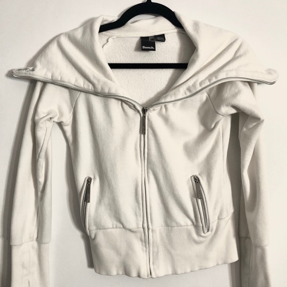 BENCH White Cowlneck Zip Up Sweater - Picture 1 of 4